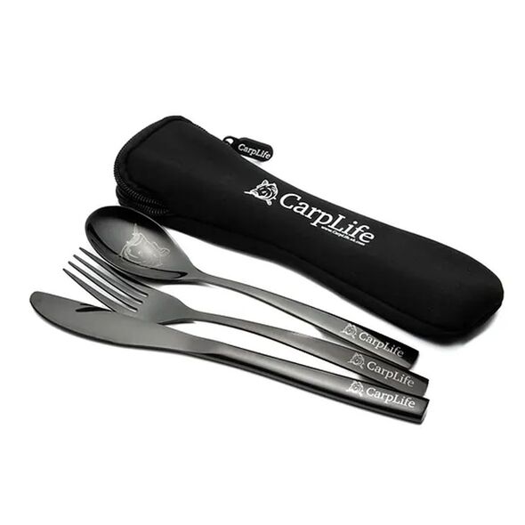 CarpLife Black Etched Stainless Steel Cutlery Set